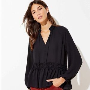 Ann Taylor LOFT Black Longsleeve Peplum Blouse